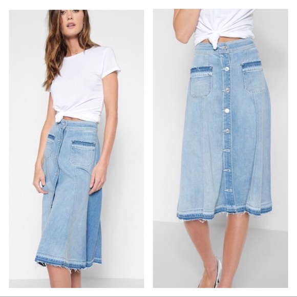 7 For All Mankind Dresses & Skirts - 7 FOR ALL MANKIND Button-Front Flowy Denim Midi Skirt (6)